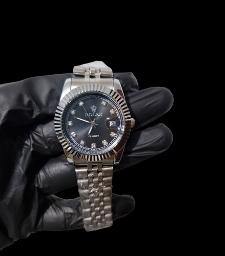 Reloj Rolex Plateado Con Negro Clon