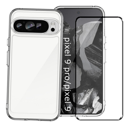 Funda Para Google De Pixel 9 Pro Xl,pixel 9/pixel 9 Pro Celulares Carcasas + Mica Cristal Pantalla Protectores Transparente Google Pixel 9 Pro/pixel 9