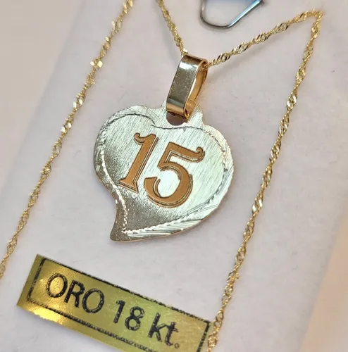 Conjunto De Cadena Y Dije 15 A os. Oro 18 Kts. Garantia Env o