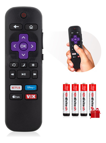 Control Remoto Compatible Con Roku Hisense Smart Para Tv Vix Incluye 4 Pilas AAA Divitech®