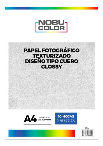 Papel Foto Texturizado Tipo Cuero Glossy A4 260 Gr.10 Hojas