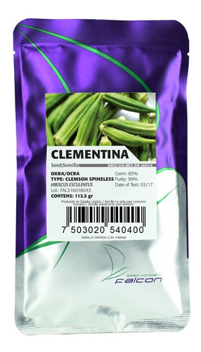 Semilla Okra Clementina Clemson Spineless Falcon Seeds
