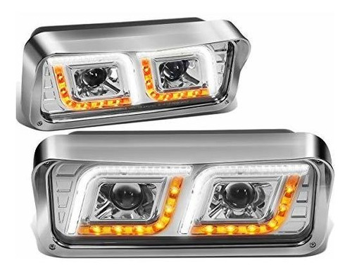 Faros Proyector Con Led Drl Para Freightliner Classic/w900