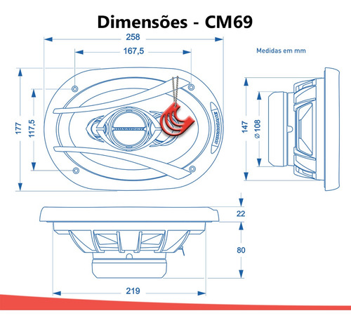 Imagem 5 de 6 de Kit Prático Hurricane 6 + 6x9 280w Porta Tampão Carro Som