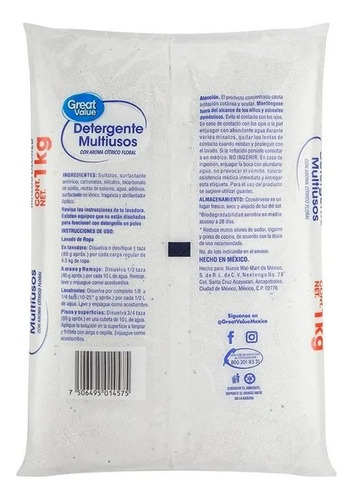 Detergente Multiusos Great Value En Polvo Cítrico Floral