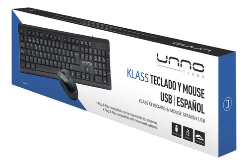 Combo De Teclado Y Mouse Unno Klass Kb6721bk Usb Sd99