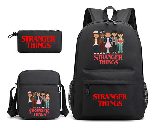 Set De 3 Mochilas Negras De Stranger Things