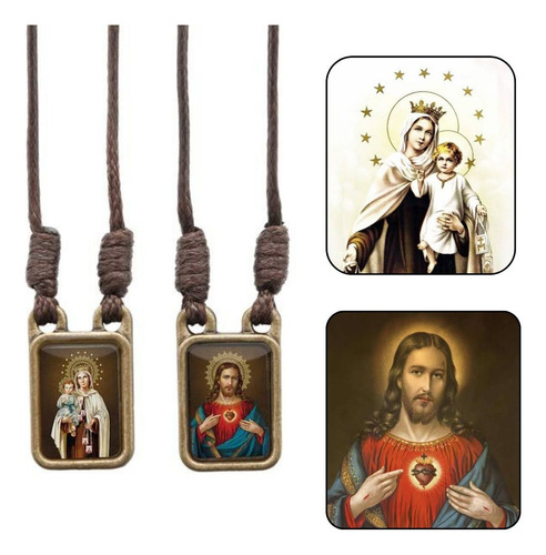 Escapulário Metal Nossa Senhora Carmo E Jesus