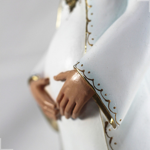 Estatua Escultura Imagem 30cm Maria Nossa Senhora Grávida Cor Branco