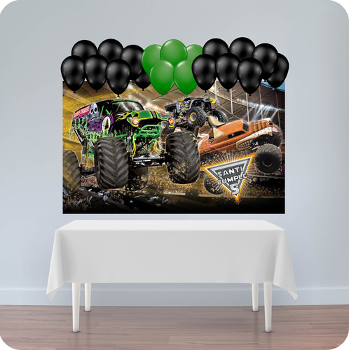 Banner Fondo Candy Bar Cumpleaños Monster Jam 100x50