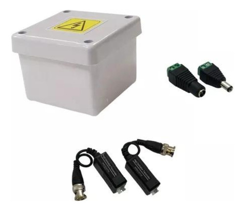 Kit Par De Balun + Plugs Dc + Caja Estanco Bajo Techo P/cctv