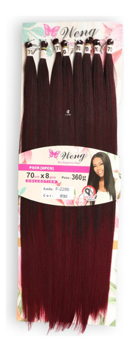 Cabelo 100% Orgânico Liso Para Alongament Megahair Cor Preto Com Californiana Vermelho 1bt Bug