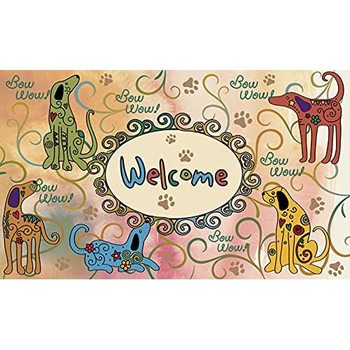 Tapete De Bienvenida Bow Wow Perros 18x30 Pulgadas Tape...