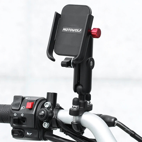 Soporte Porta Celular Aluminio Para Motos Manillar Motowolf