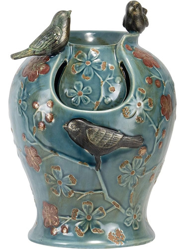 Foreside Home & Garden Blue Verdigris Bird Fuente De Agua In