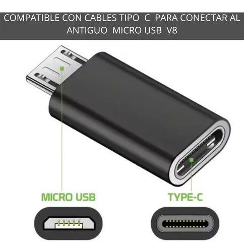 Adaptador Conector Usb C Hembra A Micro Usb V8 Macho2,0