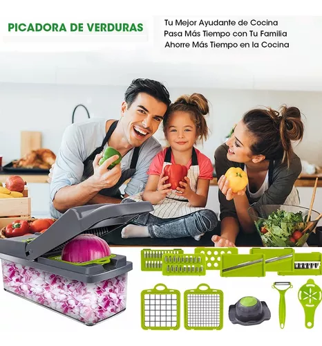 Cortador de verduras de cocina, picador de verduras 14 en 1, frutas y  verduras, herramientas manuales, multifuncional, contenedor de picador de