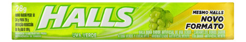 Bala Uva Verde Halls Pacote 28g