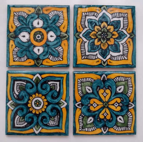 Azulejos Mayolica 10 X 10  Tanger Esmeralda Pack X 8 Unid.