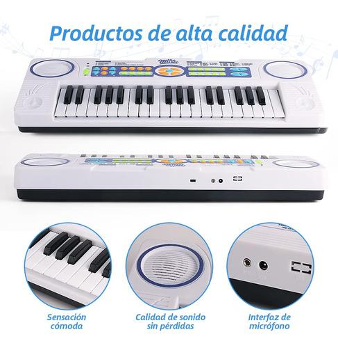 Teclado Electrónico De Piano De 37 Teclas Con Micrófono,