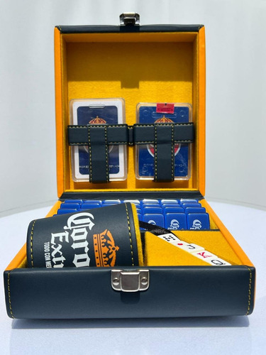 Casino Corona Extra Azul Domino, Cubilete, 2 Mazos Baraja