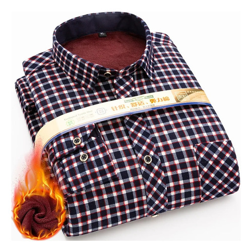 Camisa De Terciopelo Plus Para Hombre Más Camisa A Cuadros P