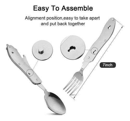 Set De Cubiertos Camping Cuchillo Abridor Tenedor Doblable