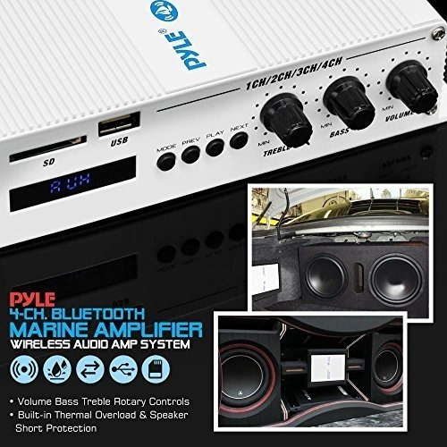 Pyle Home Marine Car Amplificador - 4 Canales Puenteable Com