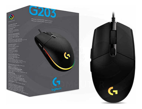 Mouse Logitech G203 Lightsync Gaming, Color Negro Nuevo