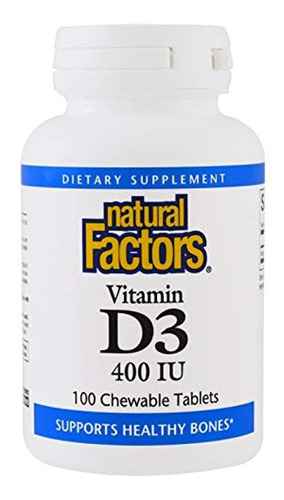 Natural Factors, Vitamin D3 400 Iu, Supports Strong Bones, T