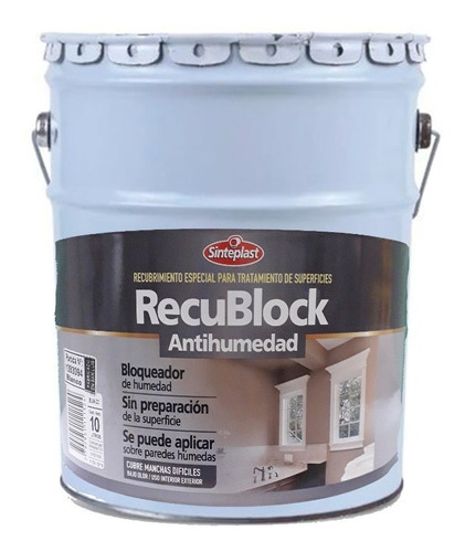 Recublock Antihumedad Sinteplast 10lt Recuplast Blanco Latex