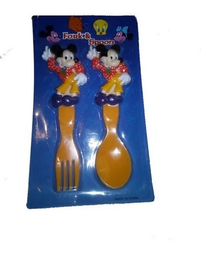 Cubiertos Para Bebe Mickey Mouse Cucharilla Y Tenedor