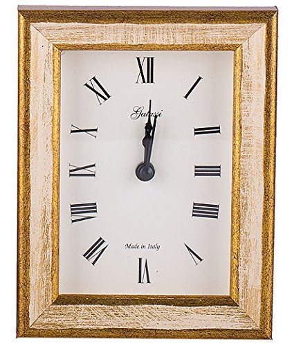 Reloj Despertador De Madera Italiana Fina Hecho A Mano, Crem