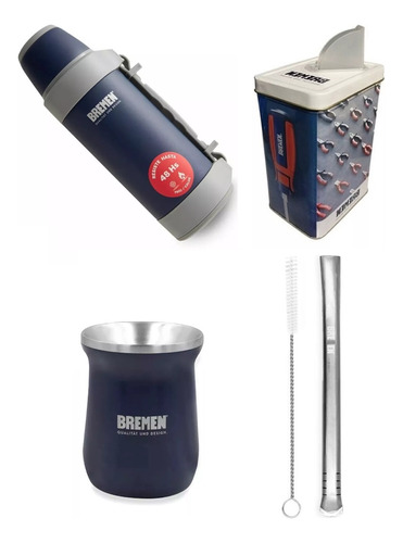 Kit Matero Bremen Termo 1,2 Lt + Mate + Bombilla + Yerbero