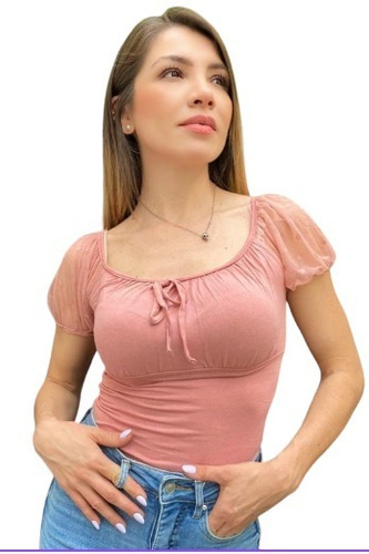 Blusa Manga Corta Dama Transparente Blusas Para Mujer