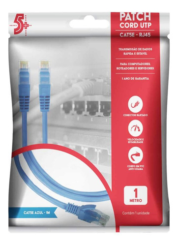10 Cabo De Rede Rj45 1m Ethernet Patch Cord Cat5e 1 Metro