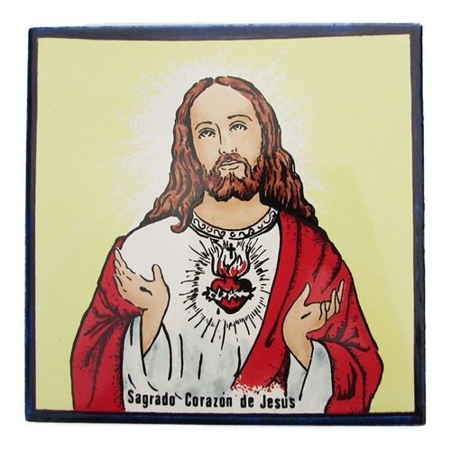 Mayólica Sagrado Corazón De Jesús -  Azulejo   (15 X 15)