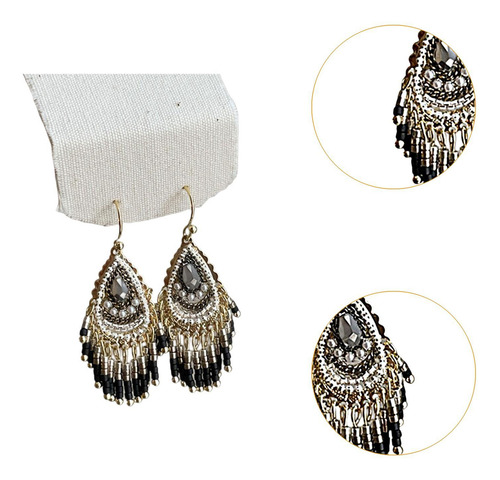 Pendientes Colgantes Con Borlas Para Mujer, Ideales Negro