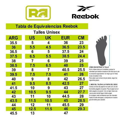 Reebok tallas mujer hotsell
