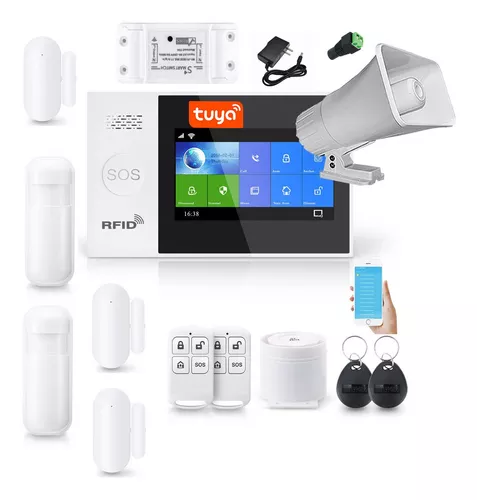  Sistema de seguridad de alarma, alarma antirrobo inalámbrica  DIY Kit de 18 piezas con control GSM y WiFi APP para el hogar y la tienda -  Compatible con Alexa y Google