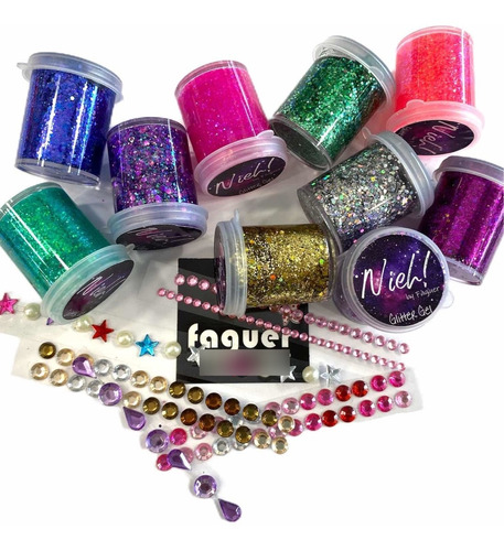 Party Box Bar Kit Glitter Gel + Strass Autoadhesivo Makeup