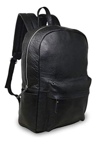 Jaald 18 Mochila Ordenador Portátil Cuero Genuino Negro Al Y