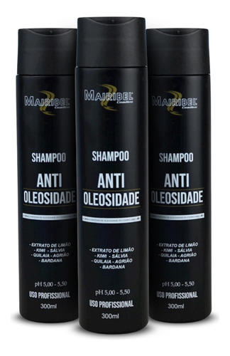 Kit 3 Shampoos Antioleosidade Refrescante Mairibel 3x300ml