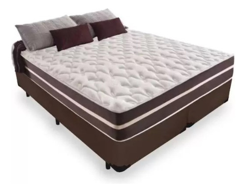 Cama Box Casal Bipartido Marrom Com Colchão Little Angel