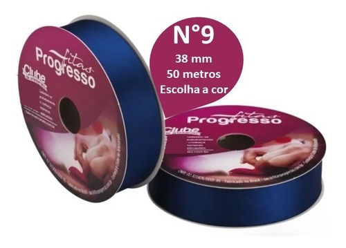 Fita De Cetim Nº 9 50 Metros X 38mm Progresso Rolo 1 Unidade Cor 215 - Azul Marinho