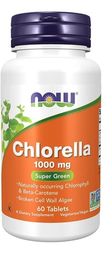 Chlorella Orgánica 1000 Mg 60tabletas, Now