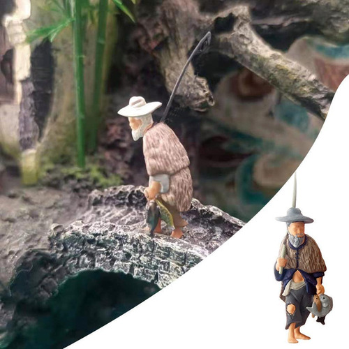 Miniatura 1:64 Antiguas Ferrocarril Hombre Pescador Azul