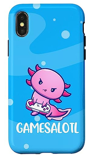 Funda Para iPhone X/xs Gamesalotl Axolotl Cute Playing Video