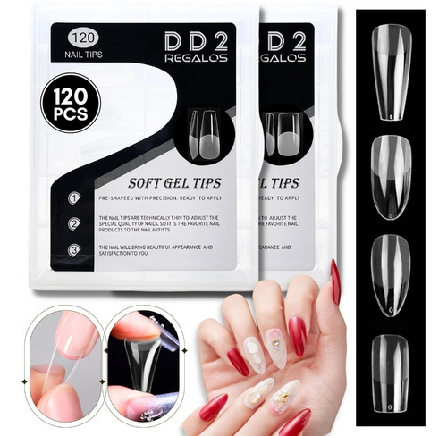 Tips Soft Gel Press On Caja X120u Ultra Fino Pre Limadas Dd2