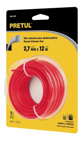 Nylon Redondo Para Desbrozadora 2.7mm X 12m Hide-105p Pretul